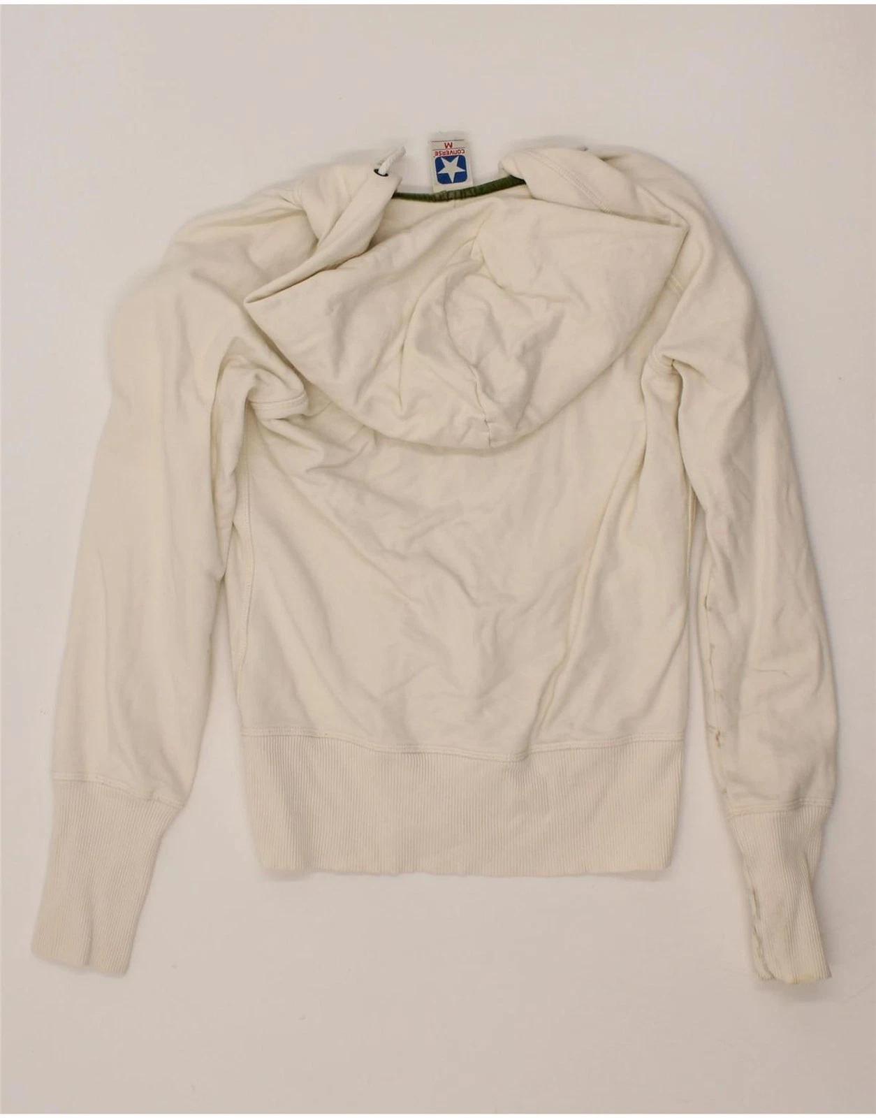 OFF WHITE CONVERSE maglione donna grafico con cappuccio UK 12 medio bianco sporco cotone CH12