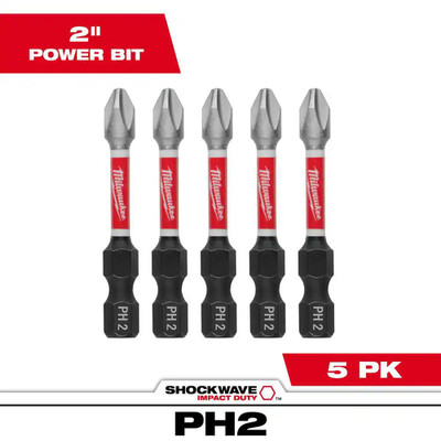 SHOCKWAVE Impact Duty 2 In. Phillips #2 Alloy Steel Screw Driver Drill Bit (5-Pa