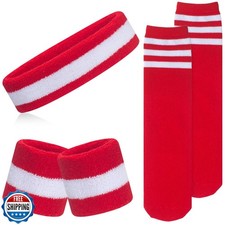 ONUPGO 5 Pieces Kids Sweatbands Socks Set - Sports Headband, Wristbands, Stri