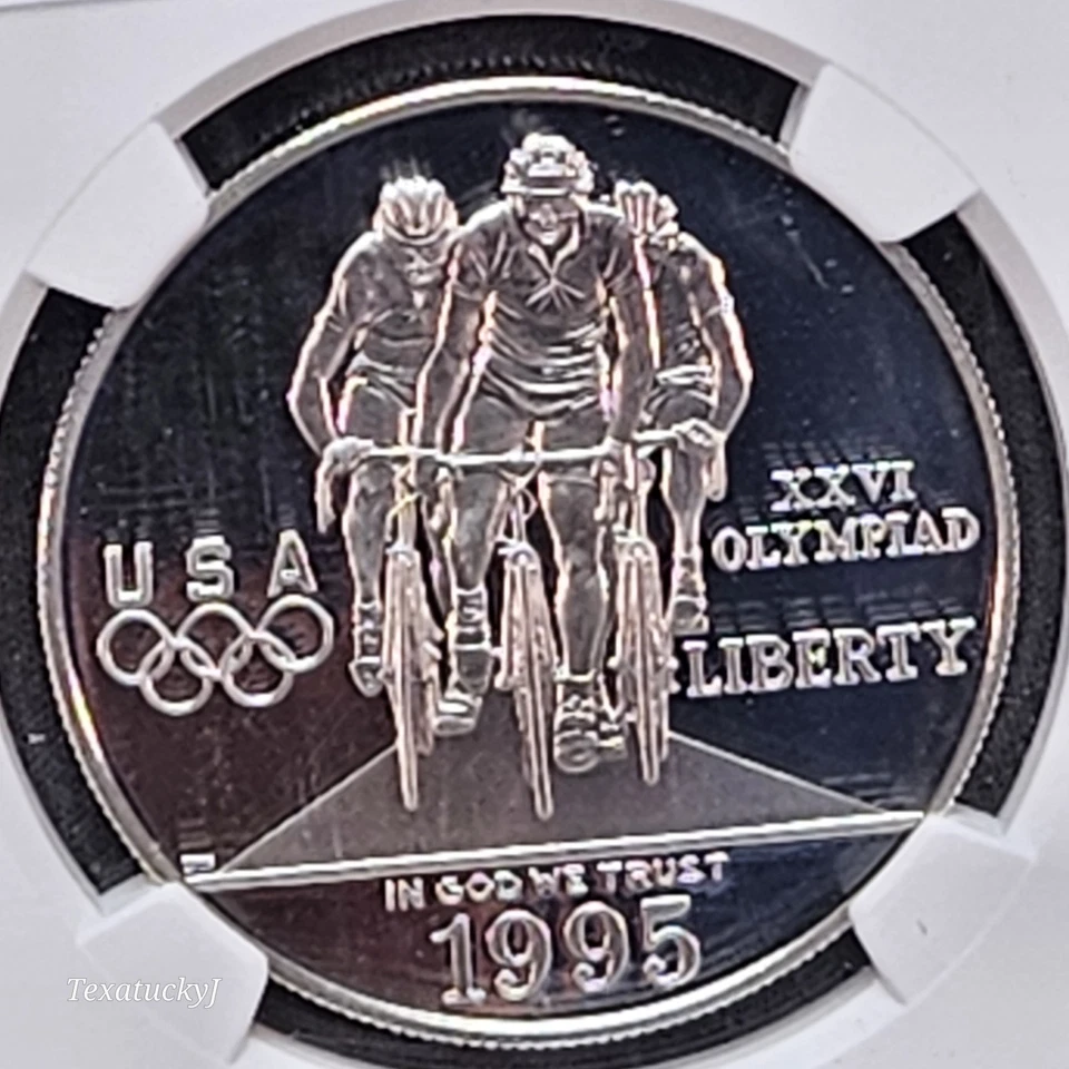 1995 P S$1 Olympics Cycling Silver Dollar Coin NGCX 9.9 Proof Ultra Cameo MS69 - Image 3 of 4