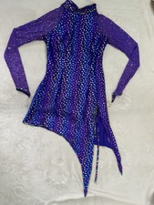 Colorful Purple Long Sleeved Figure Skating/Dance Dress With Swarovski Crystals