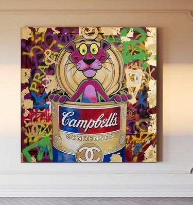 LEINWAND BILD ER BIS 140x140x5 PINK-PANTHER POP-ART KULT CAMPBELLS-SOUP WANDBILD