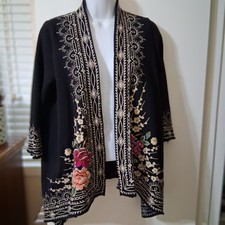 Johnny Was Embroidered Floral Boho Cardigan