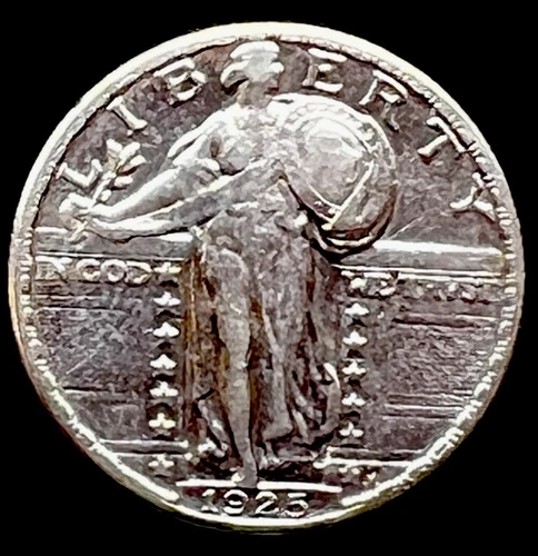 1925 Standing Liberty Quarter Silver 25c AU Luster - 25206