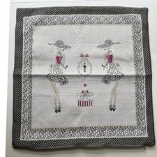 French Pillow Cover Jacquard Woven Women Shopping Eiffel Tower 19" x 19" France