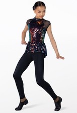 Dance Costume Large Child Black Weissman 13578 Jazz Peplum Unitard