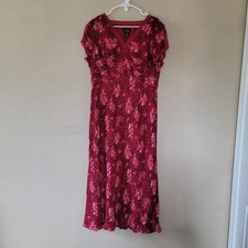 Vtg Women Y2k Fairy 100 Silk Midi Dress Size 14w Floral Whimsigoth 90s Romantic