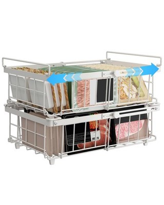 2-Pack Expandable Stackable Chest Freezer Organizer Bins - Large, Adjustable ...