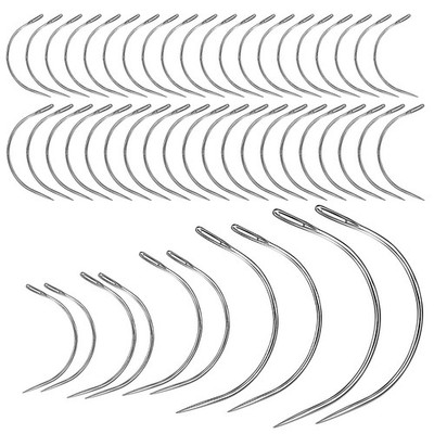 50 Pcs Curved Leather Needles,Curved Leather Hand Sewing Needles with 7 Sizes,Up