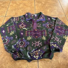 Vintage Columbia 1/4 Snap-T Fleece Pullover Men’s Large Aztec Winter Geometric