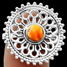 Artisan - Spiny Oyster Turquoise 925 Sterling Silver Ring s.8 Jewelry R-1107