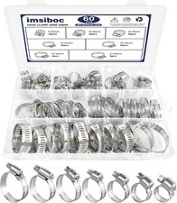 60PCS Stainless Steel Hose Clamps Assortment Kit, Adjustable 1/4''-1-1/2''