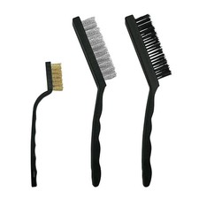 Pack of 3 Steel Nylon & Copper Wire Brush Cleaning Paint Metal Rust Rem