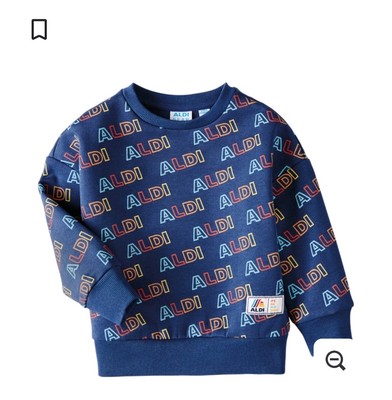 Aldi Gear Small Childrens Crewneck Pullover Blue with Logo Print