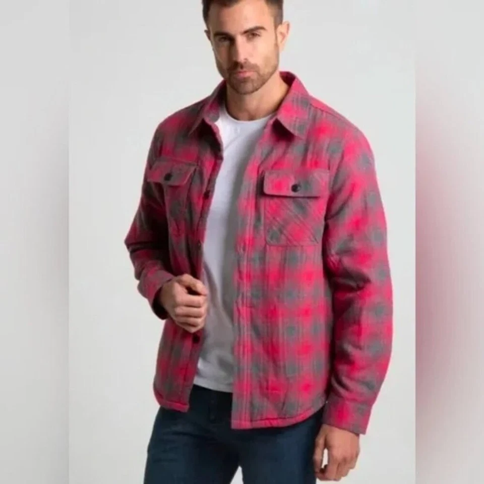 NWT Jachs NY Red Recycled Flannel Shirt Jacket/Shacket, Sherpa/Fleece Plaid XL - Image 2 of 4