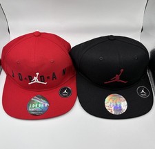 Lot of 2 Jordan Youth Snapback Hats Black Red Jumpman Caps Boys 8-20 NWT