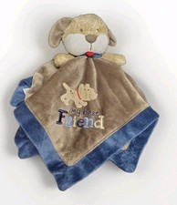 Carter's My Best Friend Puppy Dog Lovey Security Blanket Blue Brown Tan Rattle