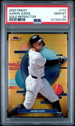 2025 Topps Finest Gold Refractor #172 Aaron Judge Yankees 17/25 PSA 10 Gem Mint