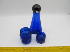Lot Of 3 Vintage Cobalt Blue Glass Noxzema Jars Bottles            GJ