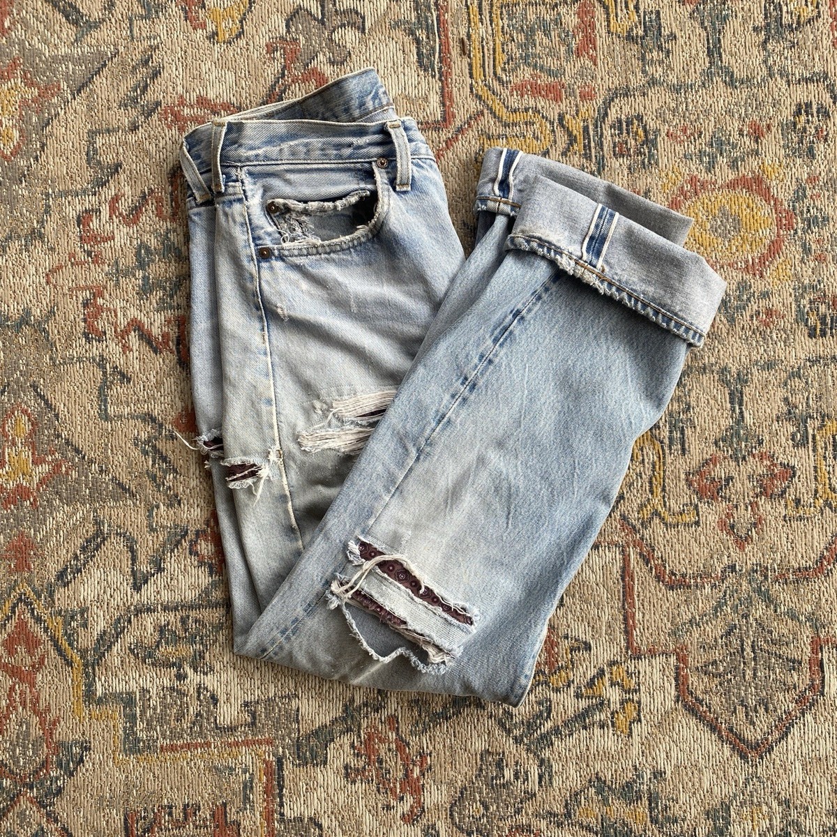 Vintage Levi's 501 Denim Jeans 80s Redline 32x30 Repaired