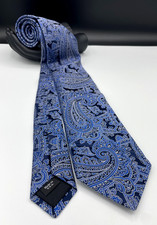 Nordstrom Men's Shop Men's 100 Silk Tie  Blue  Paisley  Made in the USA 