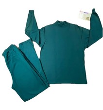 Hanes Her Way Activewear Top Pant Set Womens M Blue Mock Neck Casualwear NOS Y2K