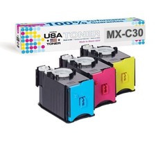 Toner for Sharp MX-C30NT, MX-C250F,MX-C300W Cyan,Magenta,Yellow, 3 ctg pack