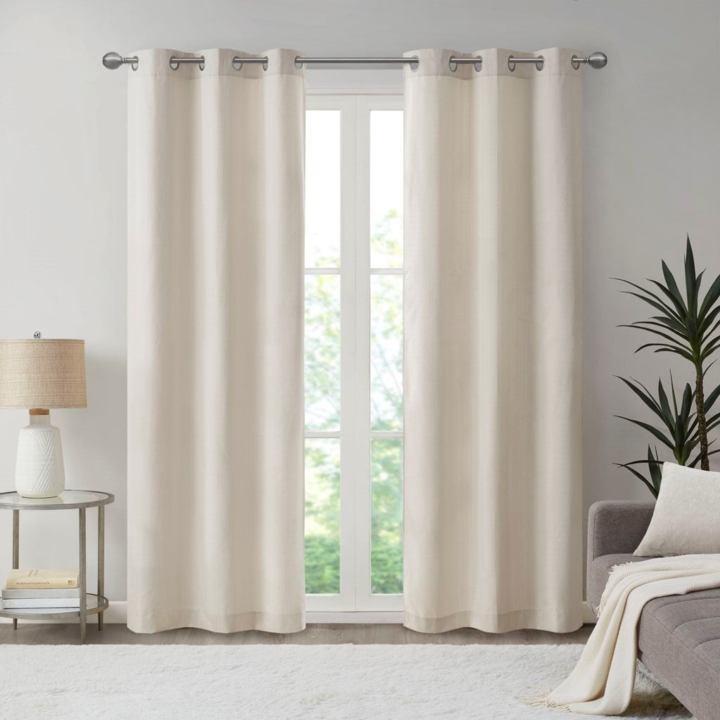 Basketweave Blackout Curtain Panel Pair for Room Darkening