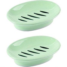 WYOK 2-Pack Soap Dish Plastic Soap Holder with Drainage Assorted colors