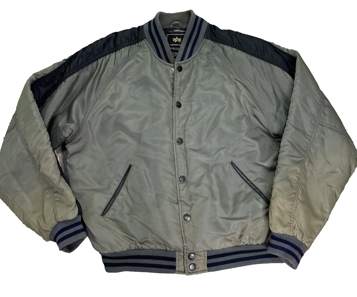 Alpha Industries Bomber Jacket Size XL Nylon Quilt Lined Faded