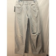 Womens Mid-Rise 90's Relaxed Straight Jeans - Wild Fable  Size 4 Distressed 5575