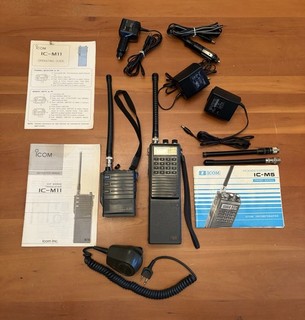 Vintage ICOM IC M5 & IC M11 Marine VHF FM Transceivers Chargers Battery & Micro.