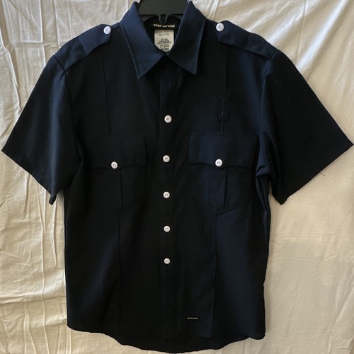 Workrite FR Uniform Flame Resistant Fire Fighter Shirt Sz 42 Navy Blue
