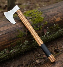 Custom Hand-Forged Viking Ragnar Axe | Engraved Throwing Hatchet w/ Sheath