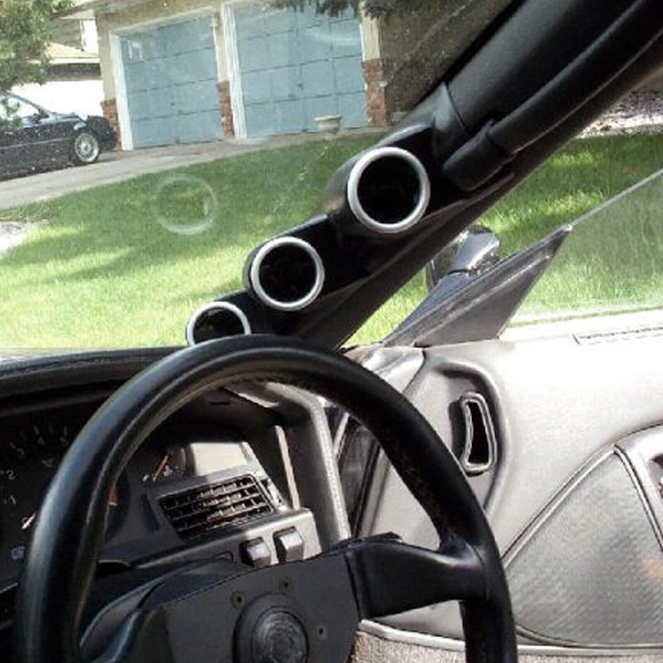 2" 52mm Universal Coche Pilar 3 Agujeros Triple Calibre Medidor Montaje Soporte Pod Negro Foto 3 de 4