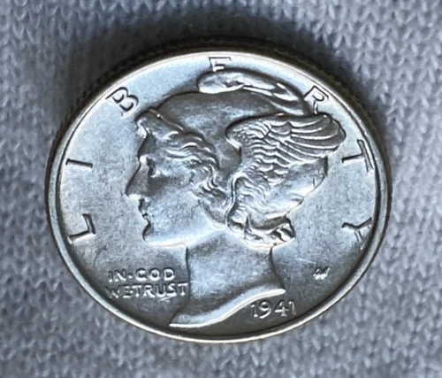 1941-D!!Brilliant Uncirculated!!Mercury SILVER Dime Great Details&Color!FREE S&H