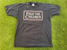 Vintage 80s Feed The Children Single Stitch Double Sided Men's Black T-shirt Tee