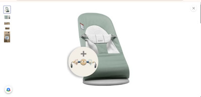 BabyBjorn Bouncer Balance Soft - Light Sage and Grey w. Toy Paste SKU 610096US