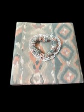 Vintage Fabric Padded Photo Album Binder Ikat Print Heart Lace Detail 3 Ring