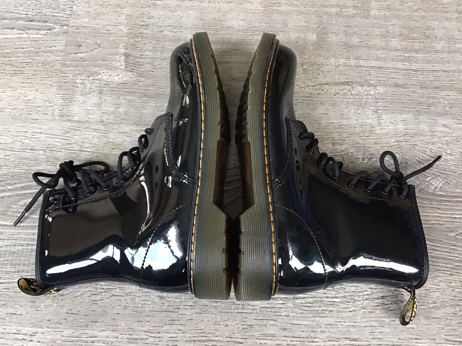Dr. Martens Doc Boots Womens 7 Combat 1460Y Black Patent Leather Zipper Lace thumbnail 9