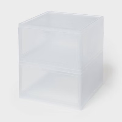 Brightroom Clear Stackable Bin - Large Front Open Organizer