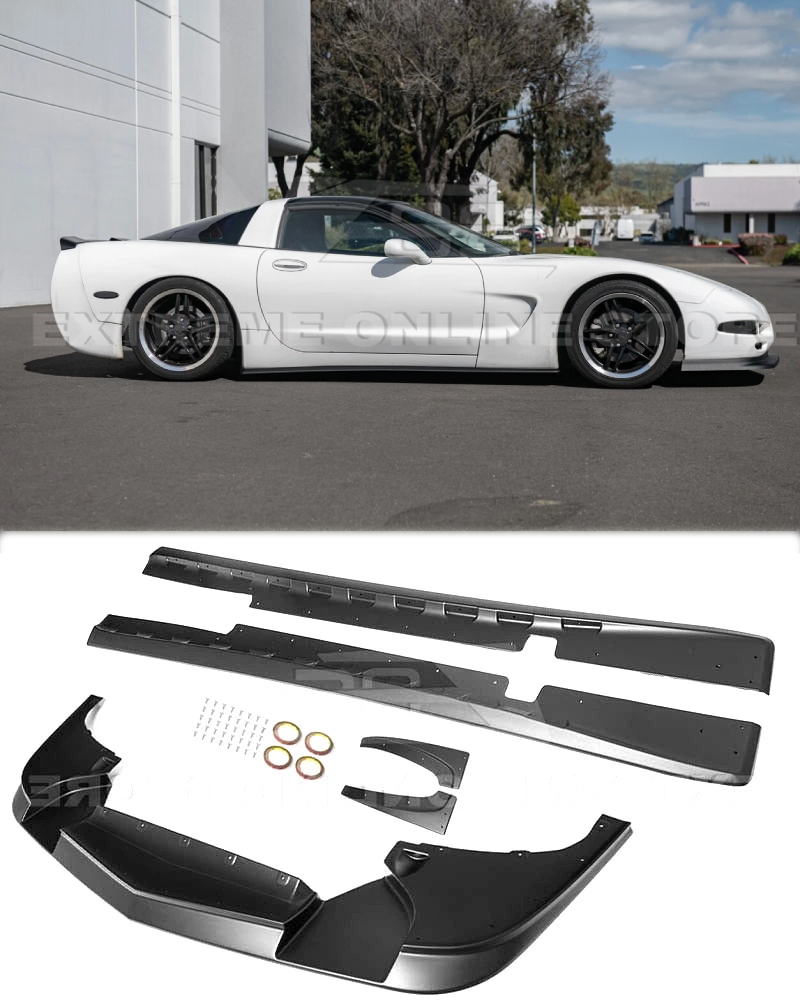 Primer Black Front Lip Splitter & Side Skirts For 97-04 Corvette