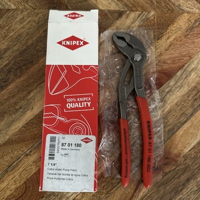 KNIPEX Cobra 87 01 180 Water Pump Pliers Self-Locking 180mm Red Handles Steel