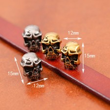 10pcs Retro Brass Biker Motocycle DIY Skull Head Leathercraft Belt Bag Concho