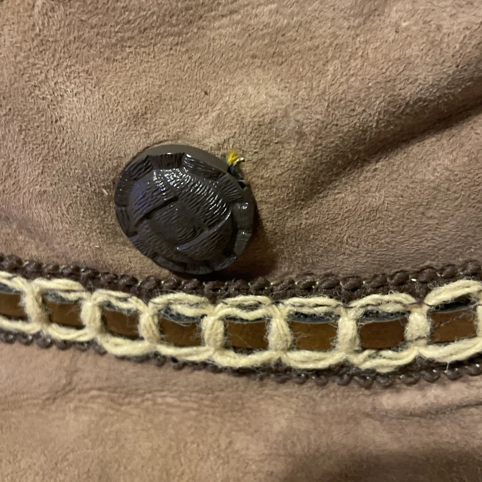 Chapéu Trilby Vintage Pele de Veado Trading Post Camurça Shearling Feito em União Tamanho Médio - Imagem 3 de 4