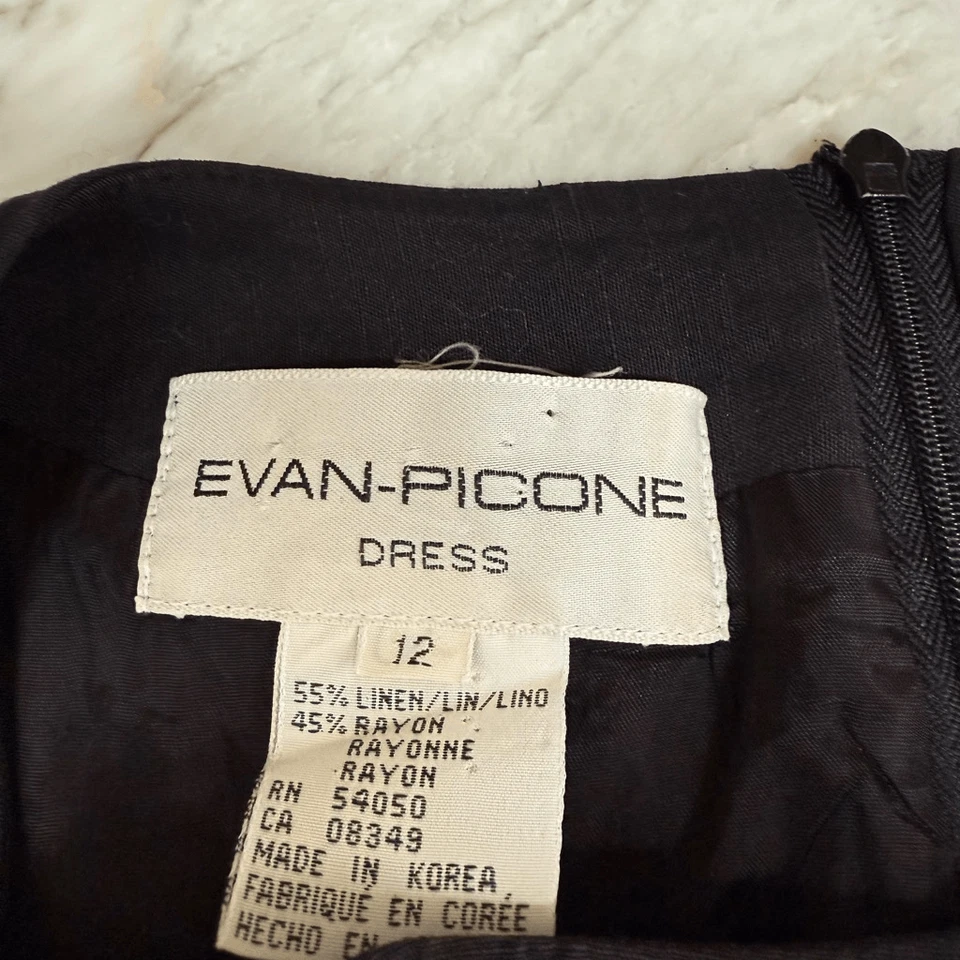 Evan-Picone vintage linen blend dress with polka dot applique size 12 - Image 4 of 4