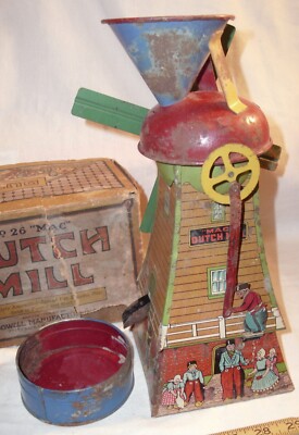 McDOWELL MAC NO. 26 DUTCH WIND MILL TIN SAND TOY 1920s BOXED WORKS