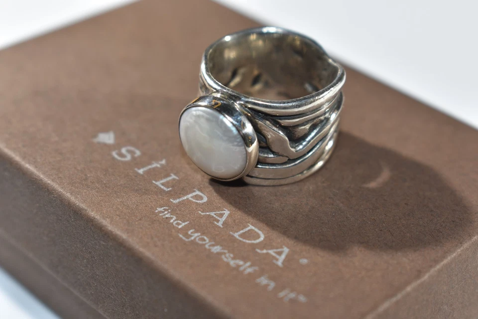 Silpada 925 Sterling Silver Weave Pearl Mermaid Ring HTF Size 8 R1542 - Image 3 of 4