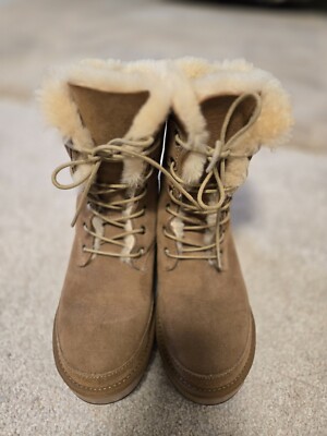 AU&MU Shearling & Suede Winter Mid-Calf Lace-up Boots AUMU 