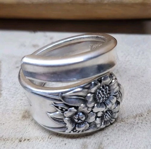 April Pattern Spoon Ring 1950's Sunflower Made From Silverware  Made Any Size - Picture 2 of 7